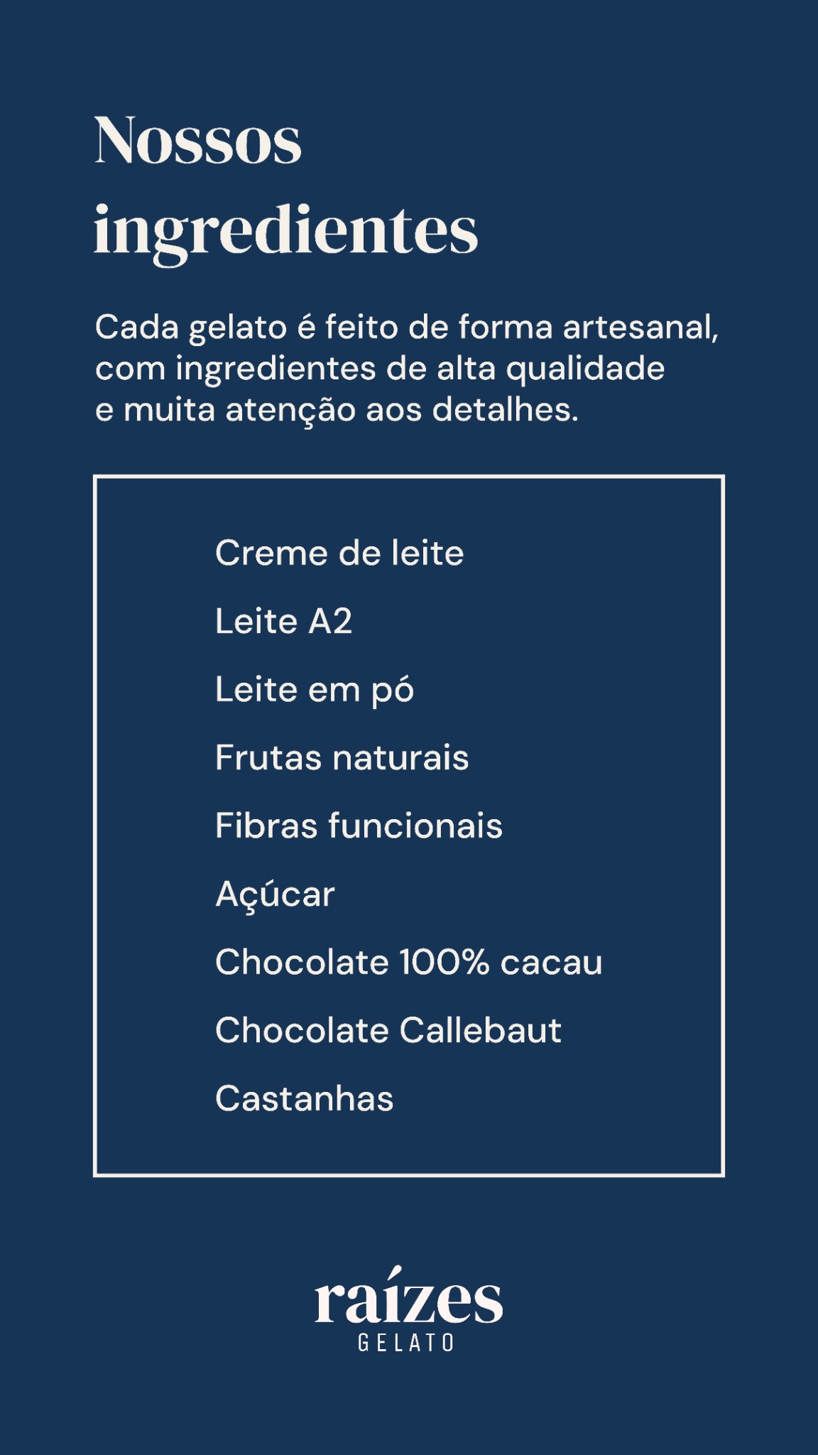 Material de comunicação da Raízes Gelato